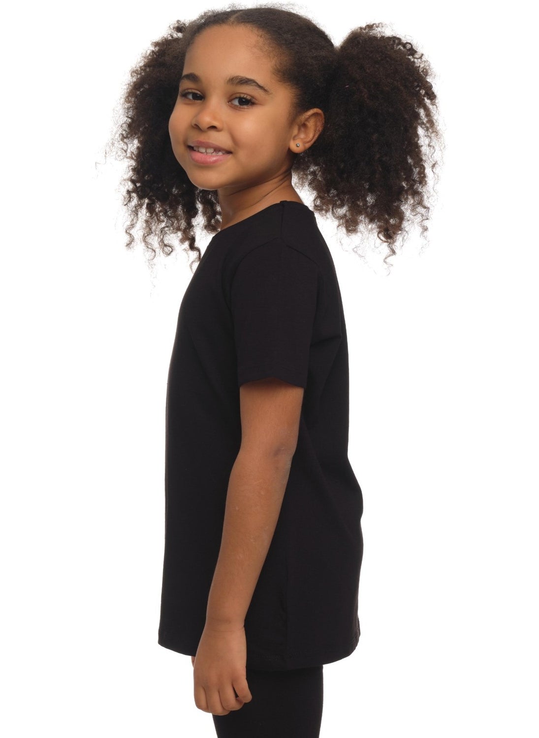 Black Basic Unisex Kids Crew Neck Short Sleeve T-Shirt
