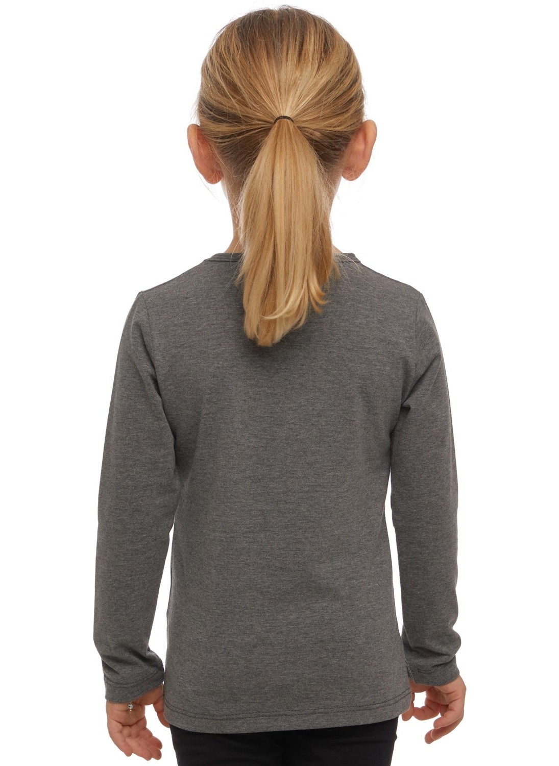 Ice Grey Basic Seasonal Lycra Long Sleeve Girls T-Shirt