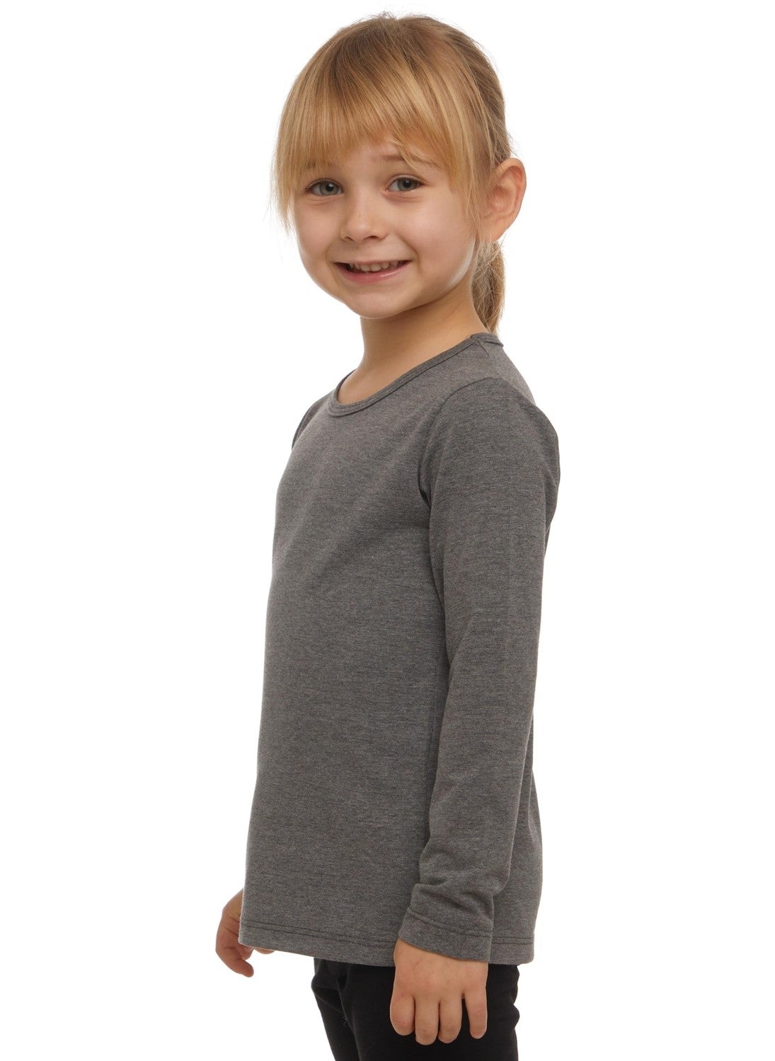 Ice Grey Basic Seasonal Lycra Long Sleeve Girls T-Shirt