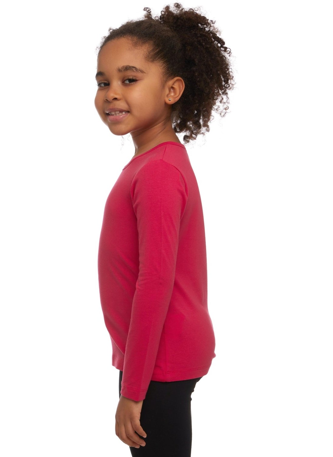 Dark Fuchsia Basic Seasonal Lycra Long Sleeve Girls T-Shirt