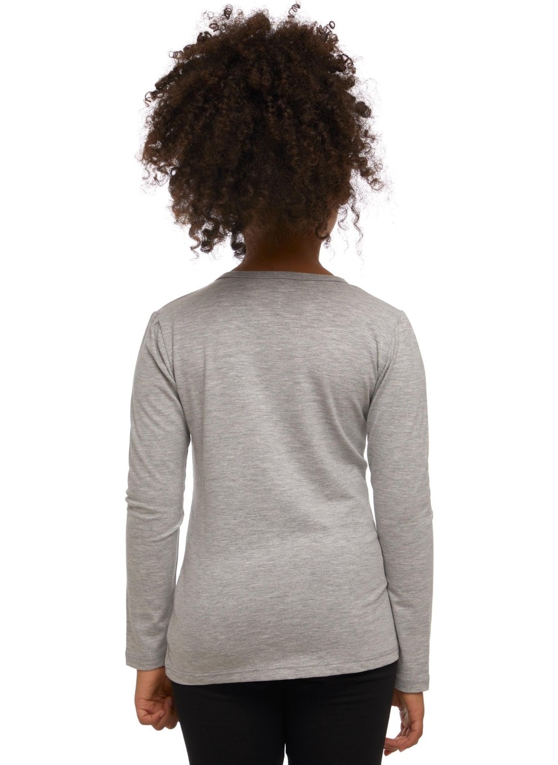 Light Grey Basic Seasonal Lycra Long Sleeve Girls T-Shirt