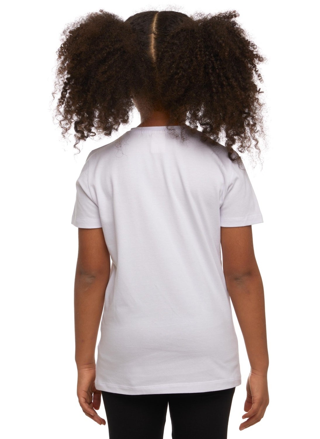 White Basic Unisex Kids Zero Collar Short Sleeve T-Shirt