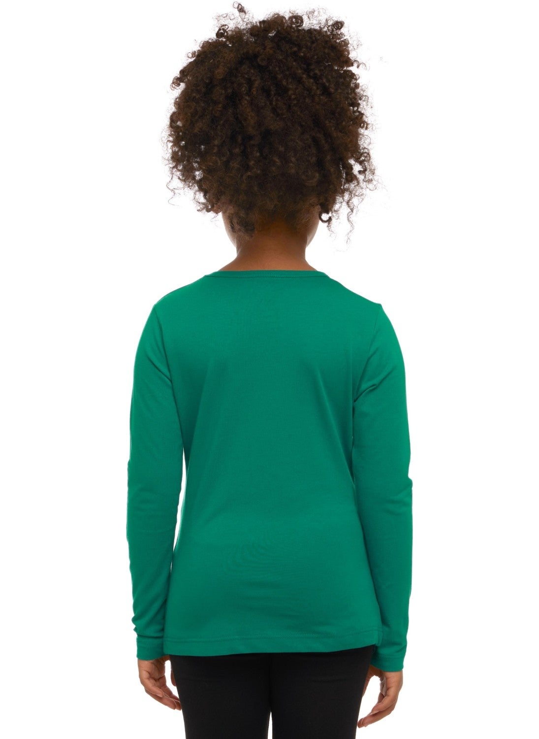 Dark Green Basic Seasonal Lycra Long Sleeve Girls T-Shirt