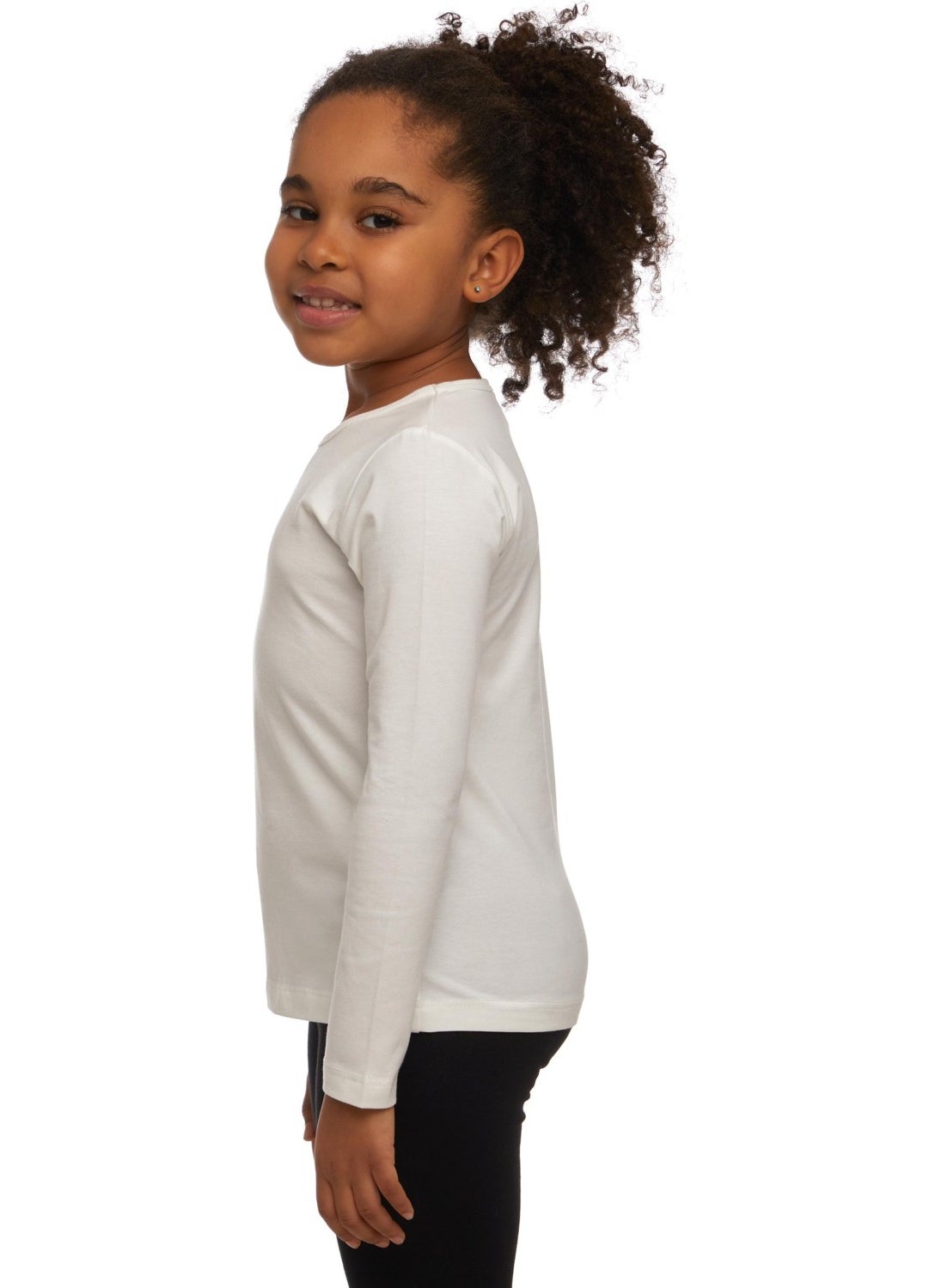 Ecru Basic Seasonal Lycra Long Sleeve Girls T-Shirt