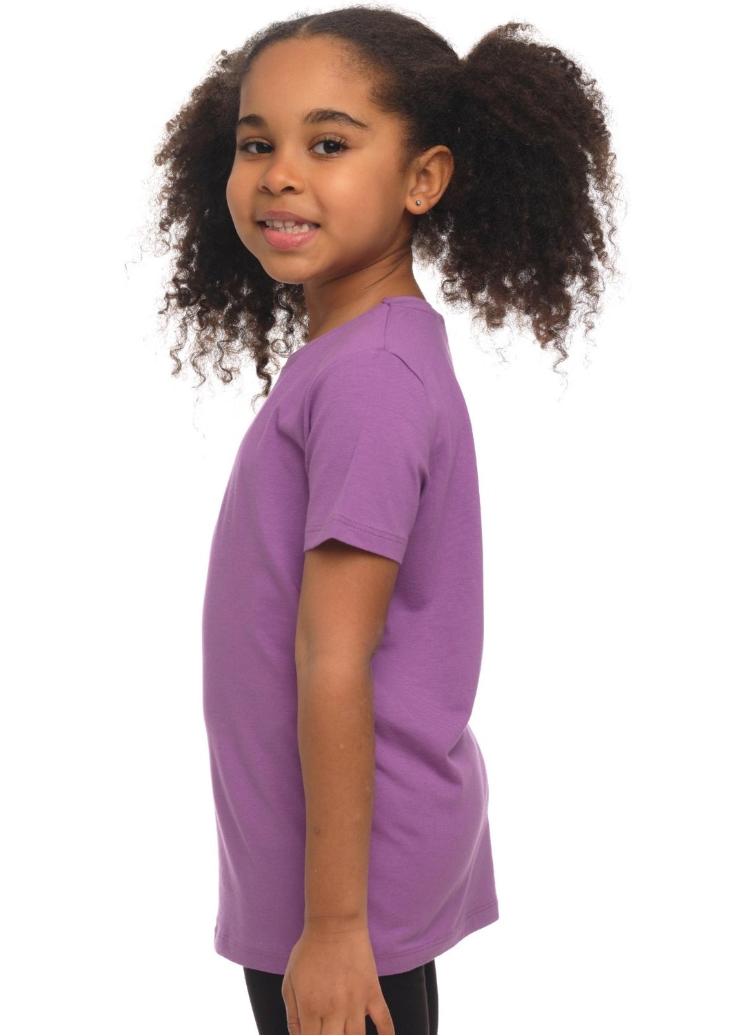 Light Purple Basic Unisex Kids Zero Collar Short Sleeve T-Shirt