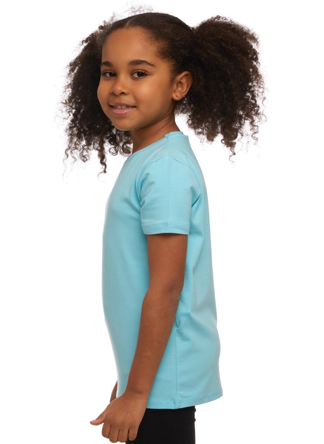 Cyan Basic Unisex Kids Crew Neck Short Sleeve T-Shirt