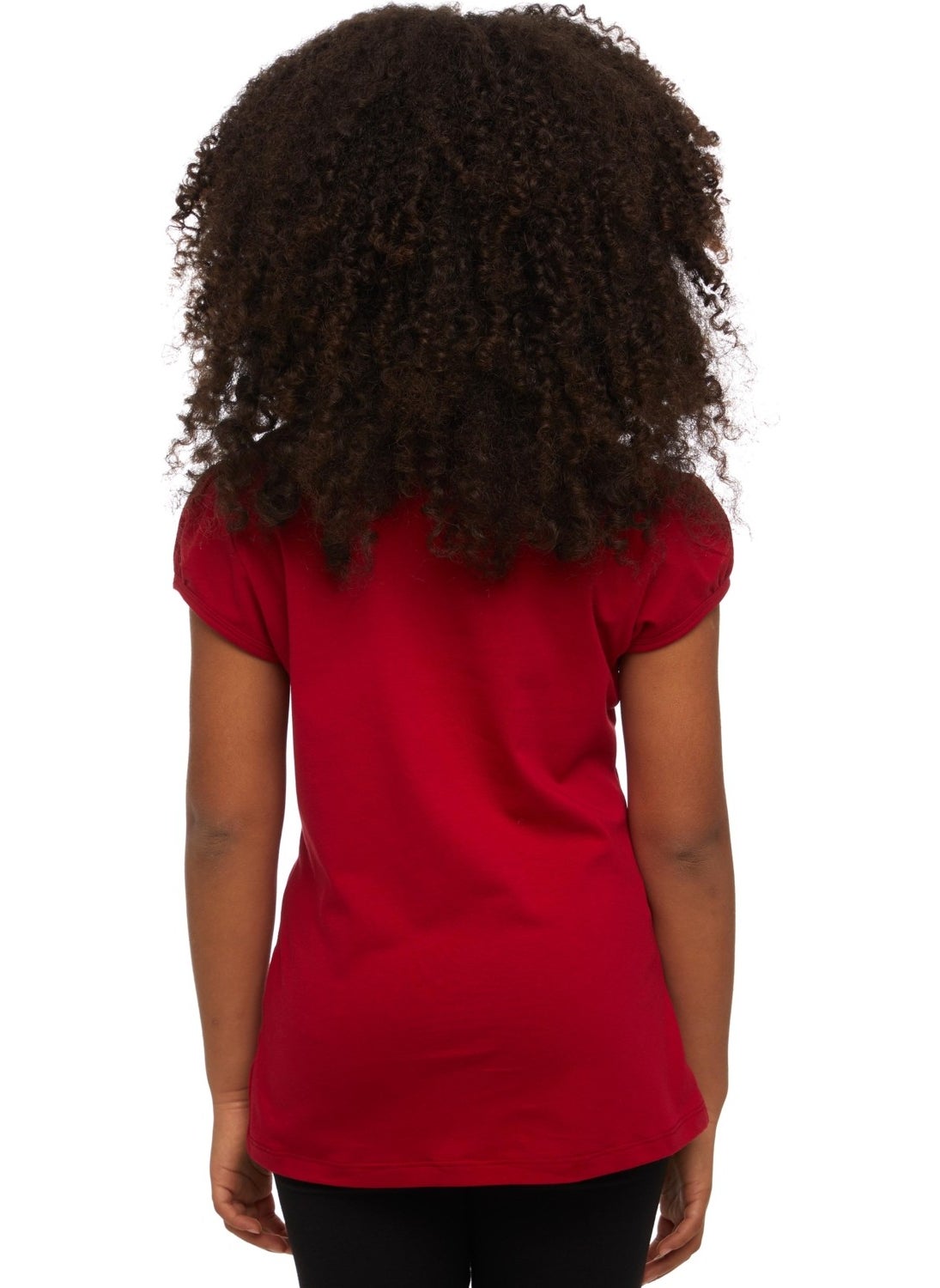 Red Basic Girl Zero Collar Watermelon Sleeve T-Shirt