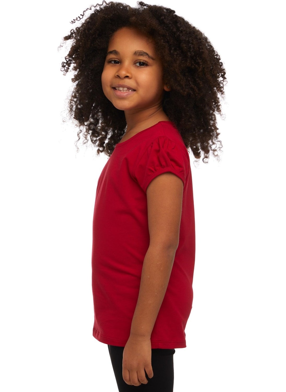 Red Basic Girl Zero Collar Watermelon Sleeve T-Shirt