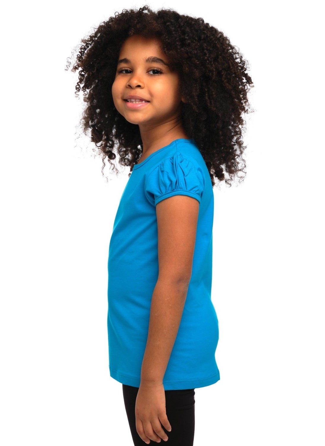 Dark Turquoise Basic Girl Zero Collar Watermelon Sleeve T-Shirt
