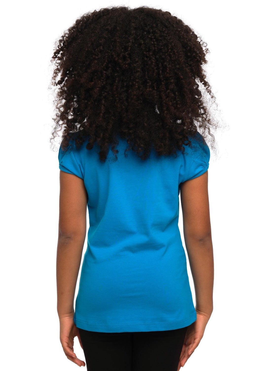 Dark Turquoise Basic Girl Zero Collar Watermelon Sleeve T-Shirt