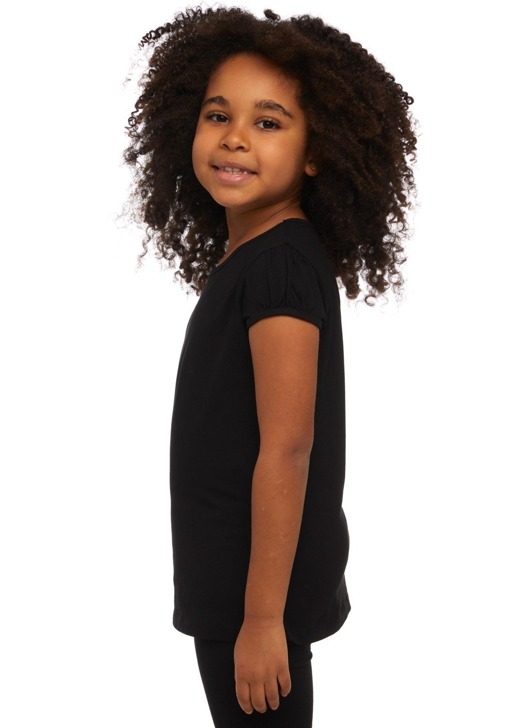 Black Basic Girl Zero Collar Watermelon Sleeve T-Shirt