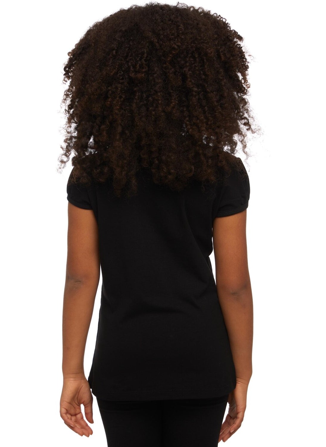 Black Basic Girl Zero Collar Watermelon Sleeve T-Shirt
