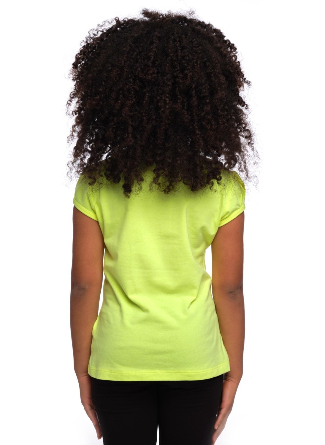 Neon Yellow Basic Girl's Zero Collar Watermelon Sleeve T-Shirt