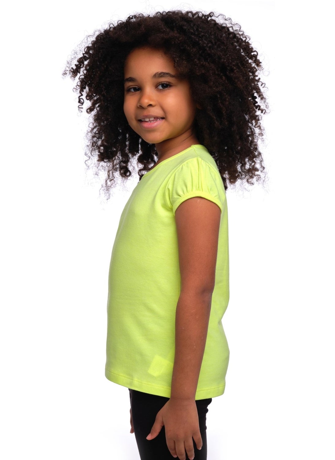 Neon Yellow Basic Girl's Zero Collar Watermelon Sleeve T-Shirt