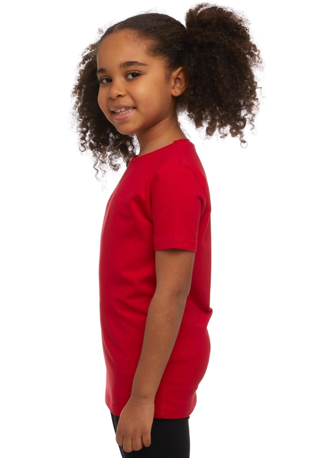 Light Red Basic Unisex Kids Zero Collar Short Sleeve T-Shirt