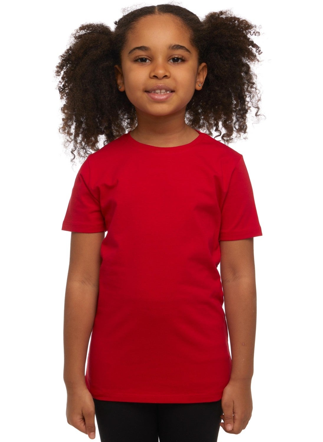 Light Red Basic Unisex Kids Zero Collar Short Sleeve T-Shirt