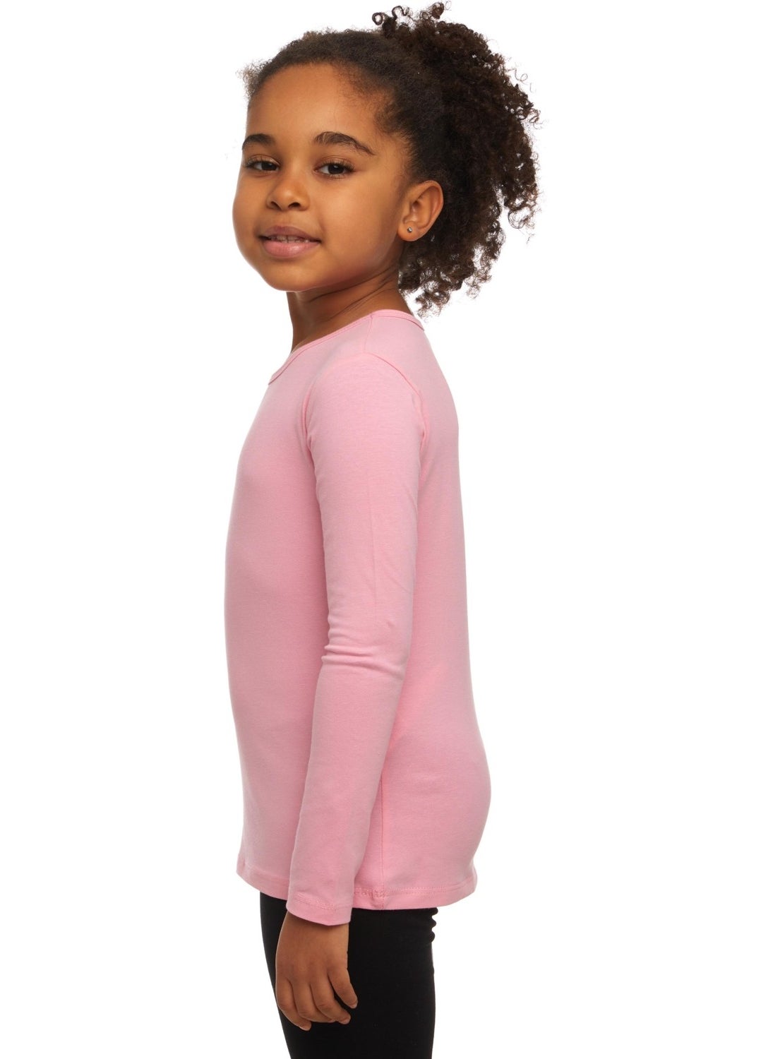 Pink Basic Seasonal Lycra Long Sleeve Girls T-Shirt