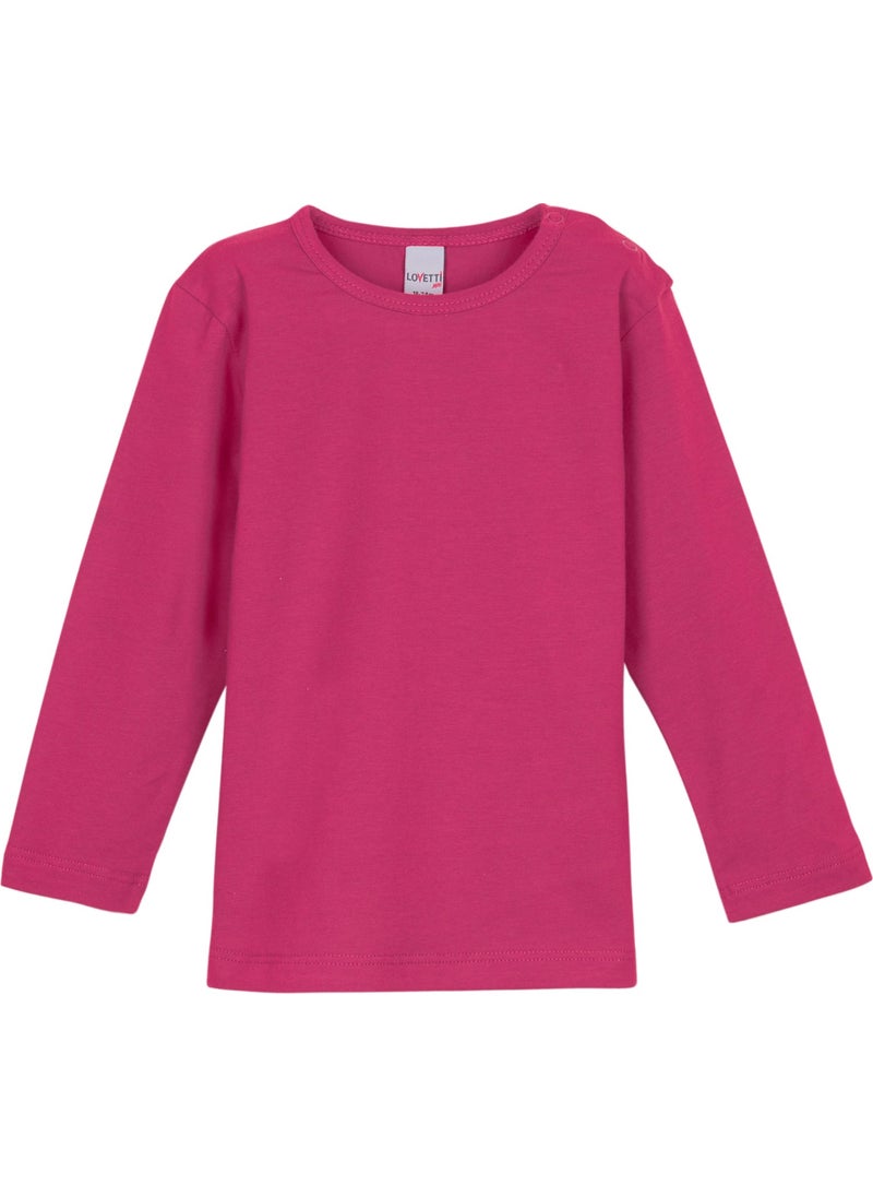 Fuchsia Basic Winter Snap-On Long Sleeve Baby T-Shirt