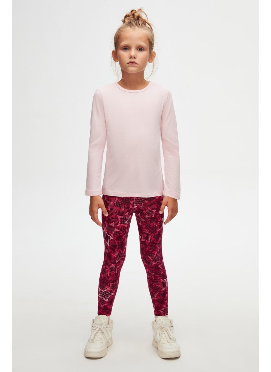 Pale Pink Basic Seasonal Lycra Long Sleeve Girls T-Shirt