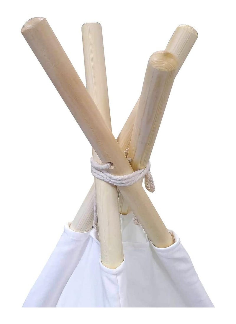 Teepee Tent with Mat & Star Lights String & Carry Bag, Inner Pockets, Window, Foldable Canvas Teepee Tent Indoor Outdoor Games-Kids Playhouse-Kids Tent for Girls, Boys & Adults