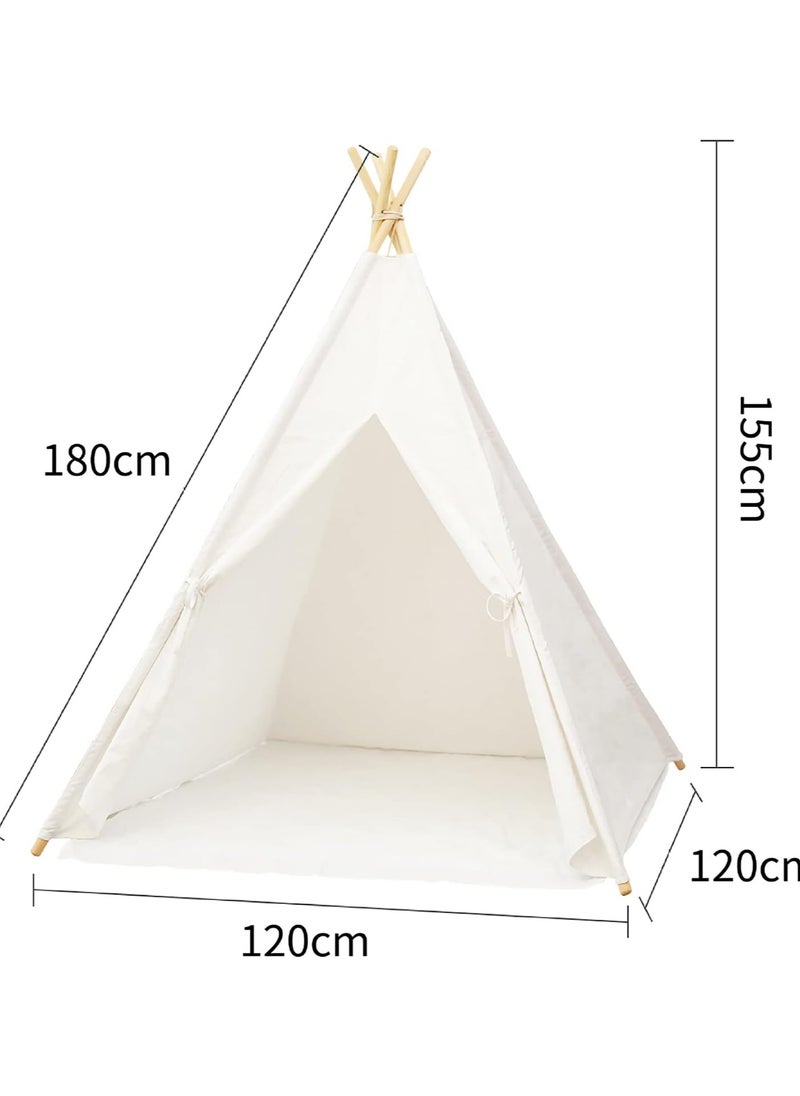 Portable Pop Up Teepee Tent – Breathable & Foldable Design With Star Light- White