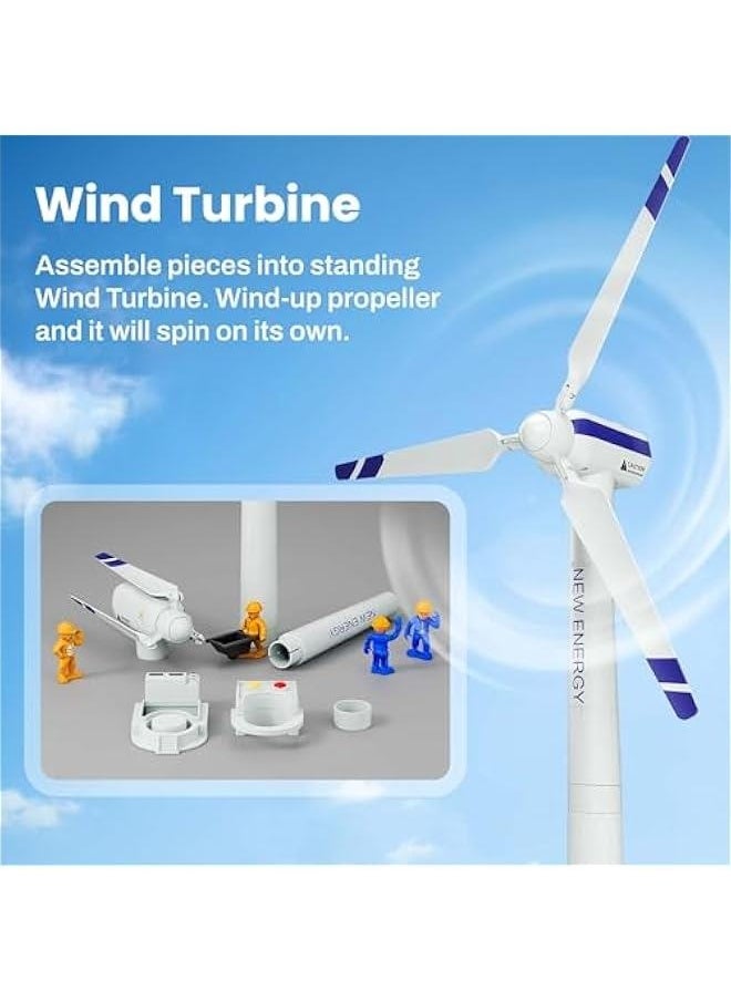 Kids Truck Trailer Toys, Toddler Vehicles Playset W/Helicopter, Wind up Windmill, STEM Construction Engineer Learning Educational Cool Toy, Birthday Gifts 3 4 5 6 7 Year Old Boys Girls