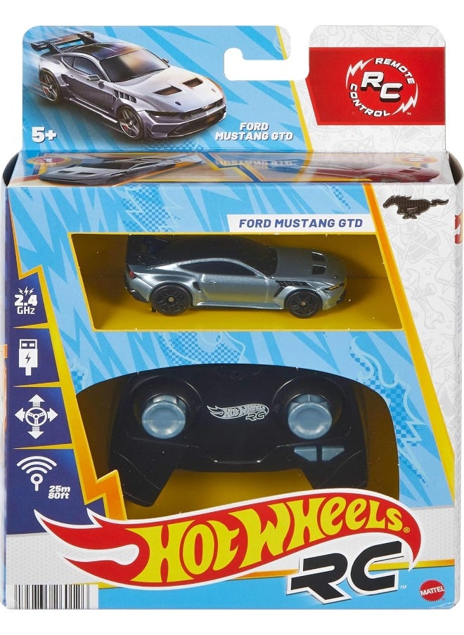 Hot Wheels Ford Mustang 1:64 Scale 2.4 GHz GTD Remote Car (Grey)