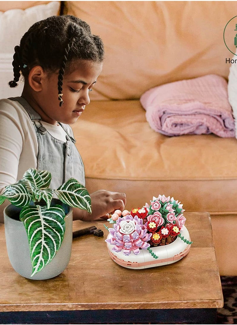 Succulents Building Set Cute Botanical Collection,Gifts for Girls Boys Kids 8+ and Adults, Bonsai Plant Garden-Classic Bricks Compatible with Lego (JK2722-Sweetheart-327PCS)