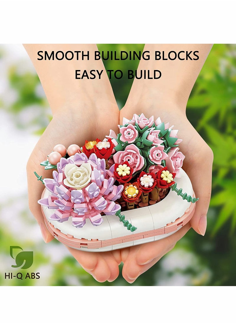 Succulents Building Set Cute Botanical Collection,Gifts for Girls Boys Kids 8+ and Adults, Bonsai Plant Garden-Classic Bricks Compatible with Lego (JK2722-Sweetheart-327PCS)