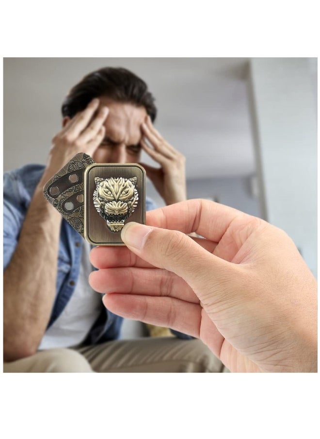 Magnetic Metal Fidget Toys, Metal Push Card Fidget Slider Stress Relief Toy, Men’s EDC Toy Fidget Toy Haptic Coin, Office Desk Toys Gifts for Boyfriend and Father, Brass Tiger