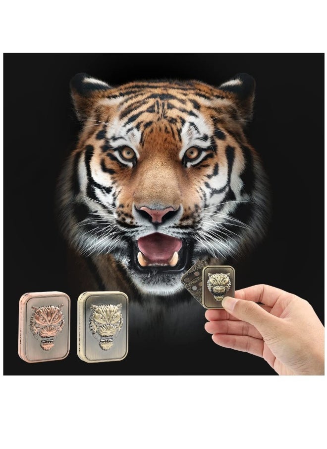 Magnetic Metal Fidget Toys, Metal Push Card Fidget Slider Stress Relief Toy, Men’s EDC Toy Fidget Toy Haptic Coin, Office Desk Toys Gifts for Boyfriend and Father, Brass Tiger