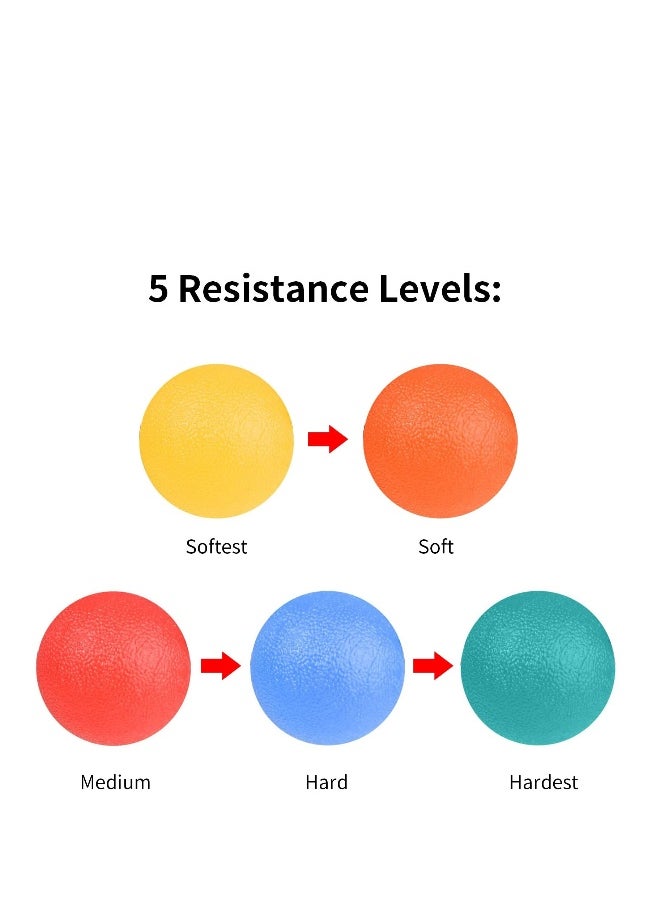 Stress Ball Portable Squeeze Stress Relief Balls Strengthen Hand Exercise and Relieve Tension Hand Exerciser Grip Strengthener Stress Relief 5PCS