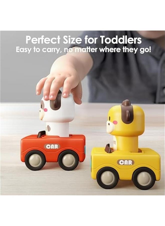 Press to Go Car Toys for Toddlers 1-3, Baby Animal Racing Cars, Infant Play Vehicle Set, Baby Push Go Friction Car Toys for 6-9-12-18 Months, 1st Birthday Gifts for 1-2 Years Old Boys
