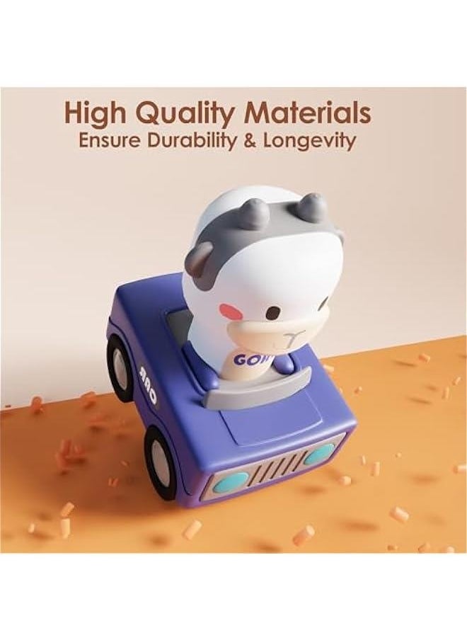 Press to Go Car Toys for Toddlers 1-3, Baby Animal Racing Cars, Infant Play Vehicle Set, Baby Push Go Friction Car Toys for 6-9-12-18 Months, 1st Birthday Gifts for 1-2 Years Old Boys
