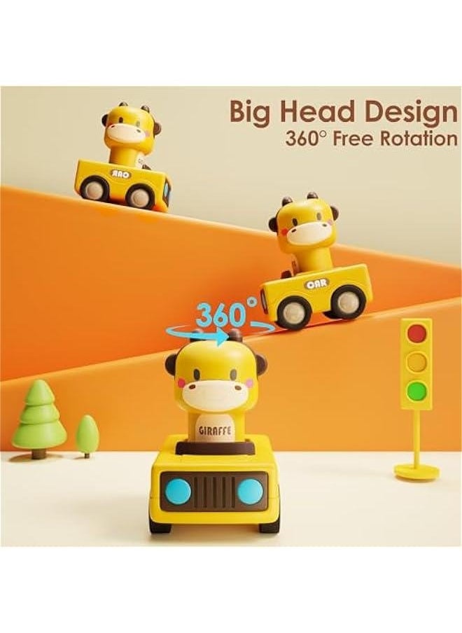Press to Go Car Toys for Toddlers 1-3, Baby Animal Racing Cars, Infant Play Vehicle Set, Baby Push Go Friction Car Toys for 6-9-12-18 Months, 1st Birthday Gifts for 1-2 Years Old Boys