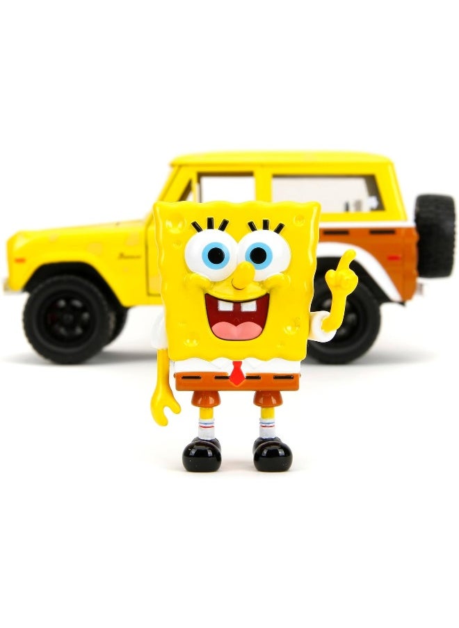 Jada SpongeBob SquarePants and 1973 Ford Bronco Die-Cast Car (1:24, Yellow)
