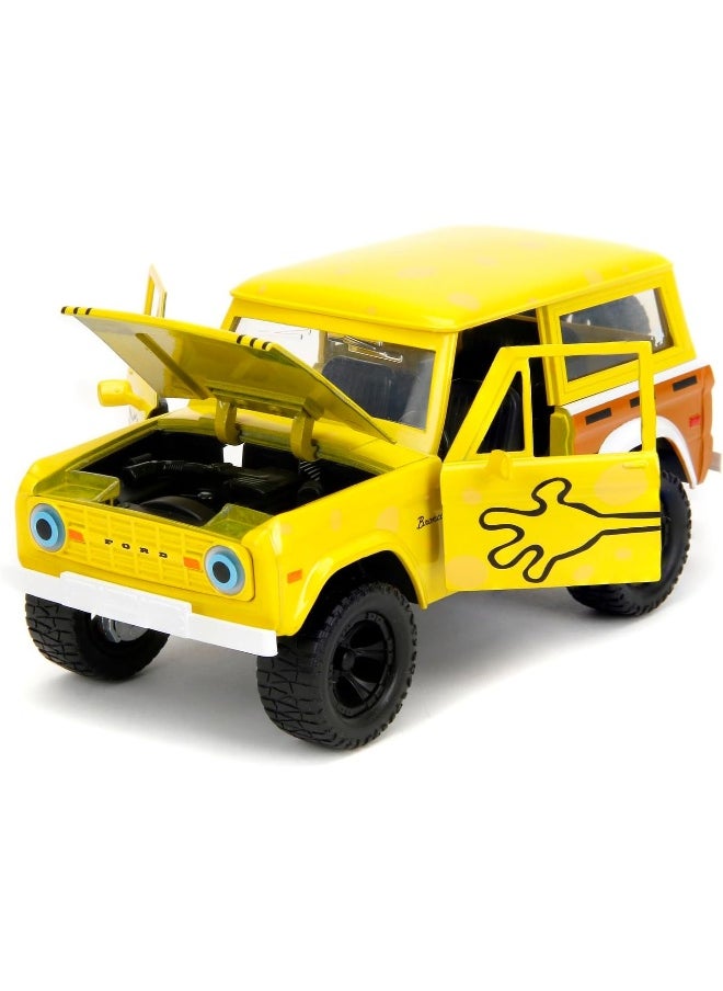 Jada SpongeBob SquarePants and 1973 Ford Bronco Die-Cast Car (1:24, Yellow)
