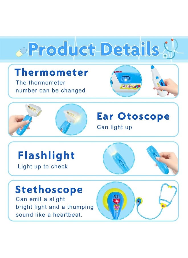 Doctor Kit Kids Toys 26 Pieces Dentist Kit Doctor Costume Role Play Set Pretend Play Medical Kit Dress Up Blue Doctor Kit