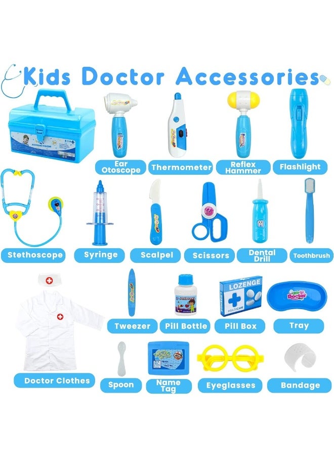 Doctor Kit Kids Toys 26 Pieces Dentist Kit Doctor Costume Role Play Set Pretend Play Medical Kit Dress Up Blue Doctor Kit