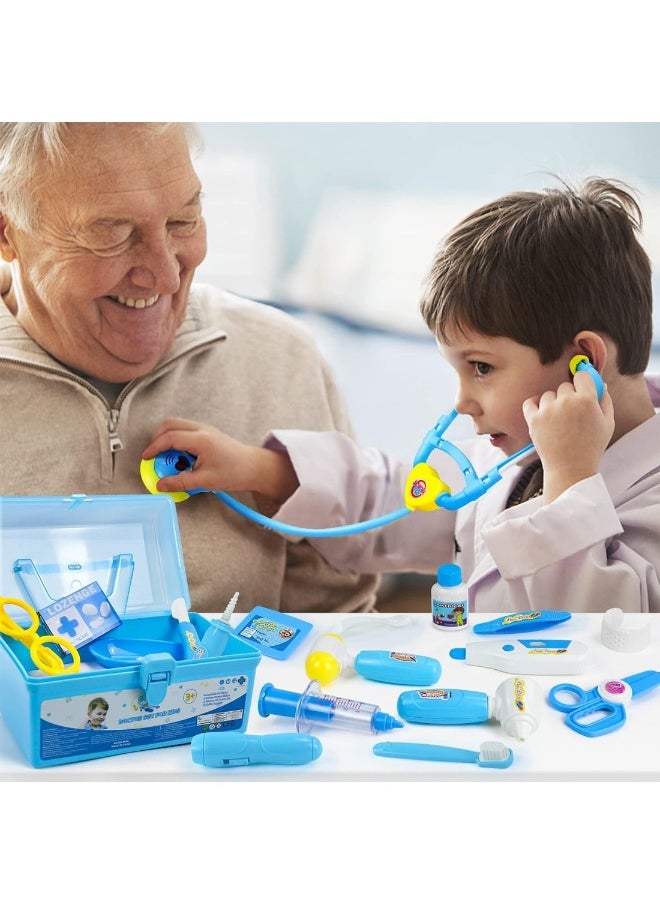 Doctor Kit Kids Toys 26 Pieces Dentist Kit Doctor Costume Role Play Set Pretend Play Medical Kit Dress Up Blue Doctor Kit