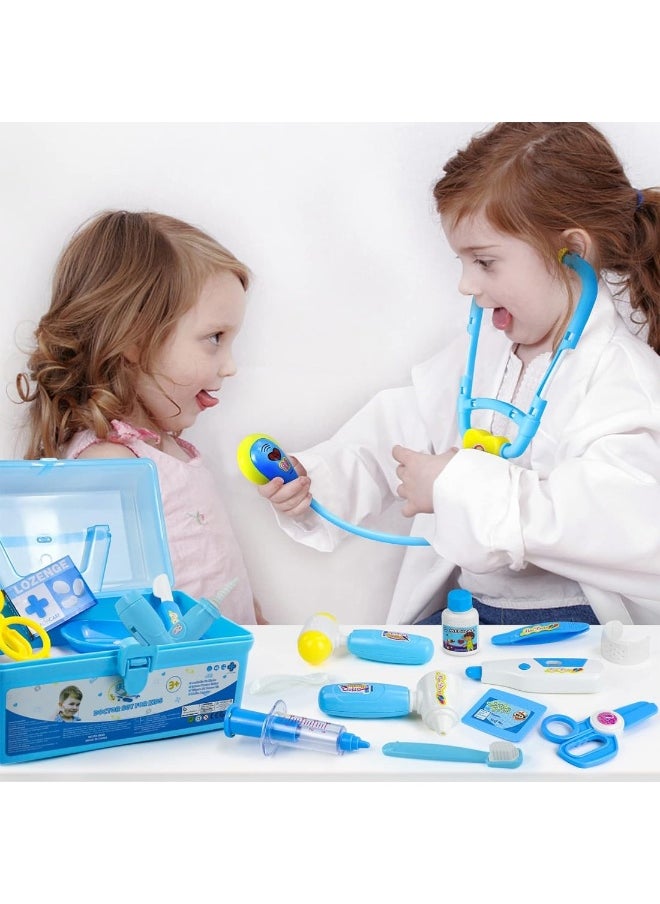 Doctor Kit Kids Toys 26 Pieces Dentist Kit Doctor Costume Role Play Set Pretend Play Medical Kit Dress Up Blue Doctor Kit