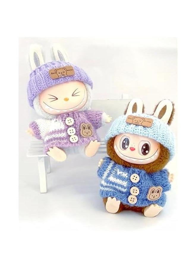 Labubu Clothes Set - Handcraft Cute Crochet Set for 17cm Doll, Chic Labubu Accessories for Doll, Premium Labubu Outfit with Accessories, Stylish Labubu Clothes for Doll(Yellow)