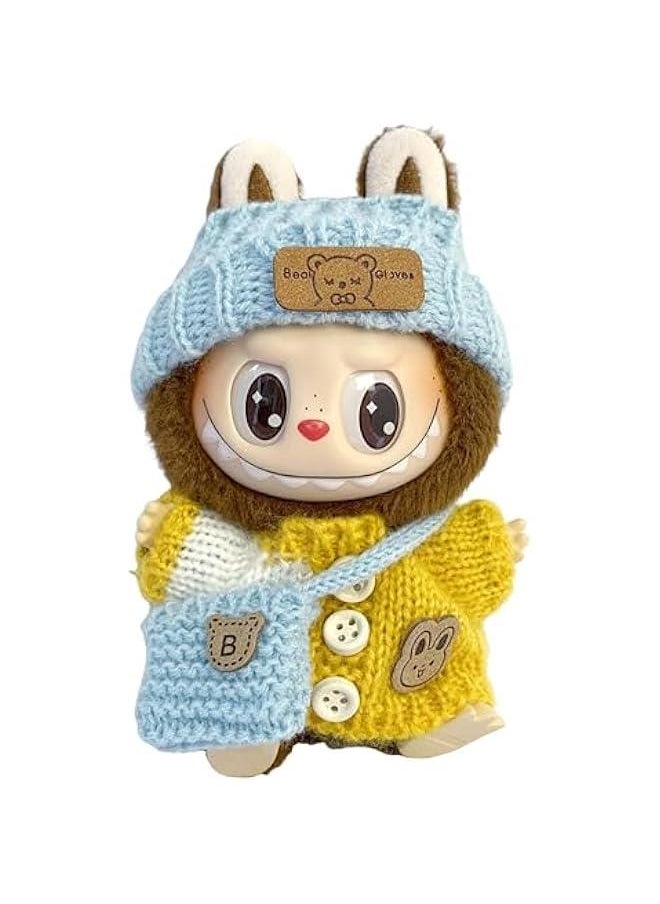 Labubu Clothes Set - Handcraft Cute Crochet Set for 17cm Doll, Chic Labubu Accessories for Doll, Premium Labubu Outfit with Accessories, Stylish Labubu Clothes for Doll(Yellow)