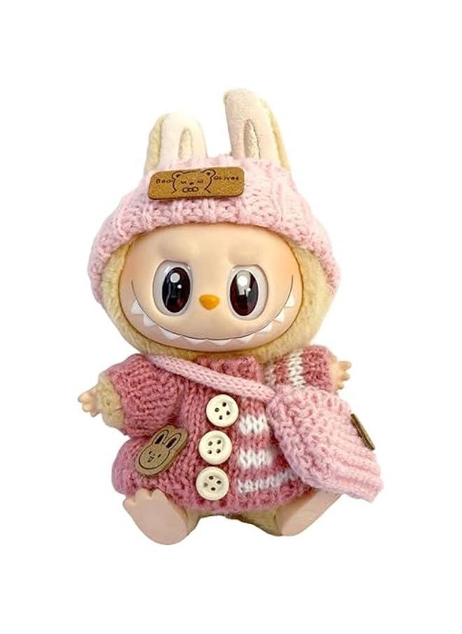 Labubu Clothes Set - Handcraft Cute Crochet Set for 17cm Doll, Chic Labubu Accessories for Doll, Premium Labubu Outfit with Accessories, Stylish Labubu Clothes for Doll(Pink)
