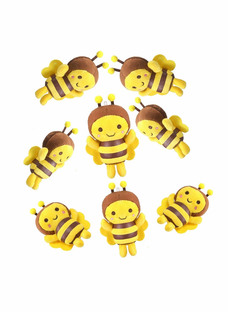 8 Pcs 5 Inch Stuffed Bees Plush Soft Bees Small Bee Stuffed Animal Realistic Cartoon Little Honey Bee Stuffed Toy Adorable Bee Doll for Bee Birthday Party Decorations DIY
