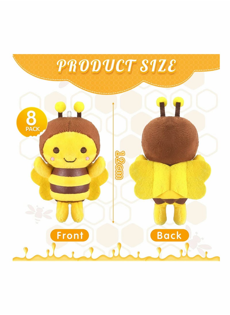 8 Pcs 5 Inch Stuffed Bees Plush Soft Bees Small Bee Stuffed Animal Realistic Cartoon Little Honey Bee Stuffed Toy Adorable Bee Doll for Bee Birthday Party Decorations DIY