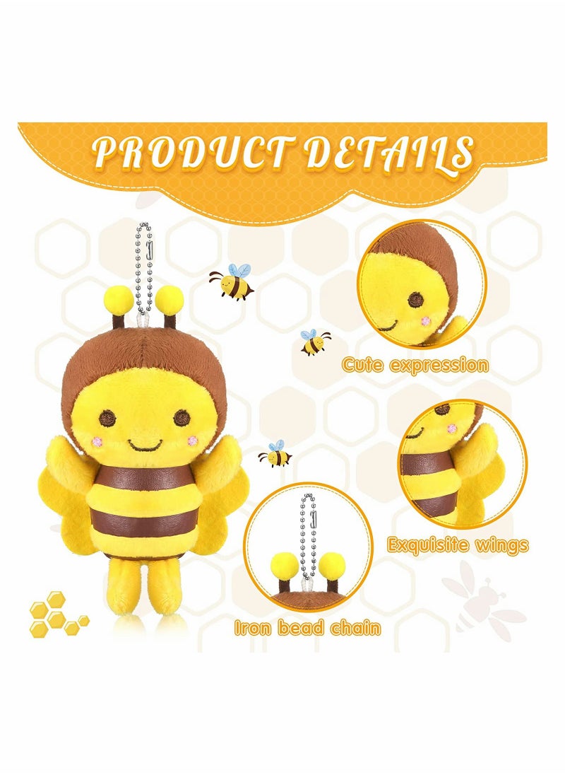 8 Pcs 5 Inch Stuffed Bees Plush Soft Bees Small Bee Stuffed Animal Realistic Cartoon Little Honey Bee Stuffed Toy Adorable Bee Doll for Bee Birthday Party Decorations DIY