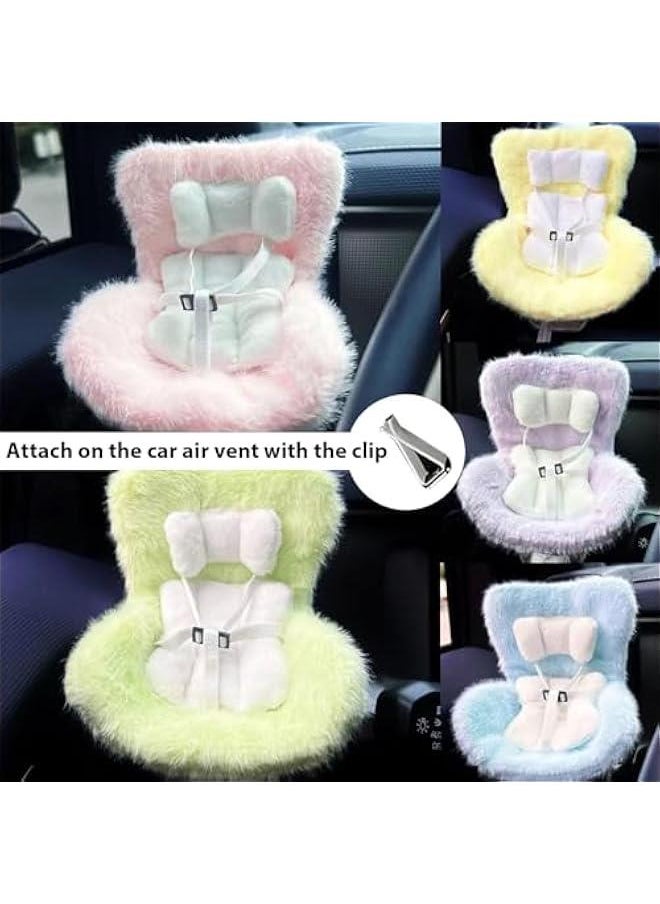 Car Seat for Labubu Doll, Cute Functional Car Ornament with Air Vent Clip and Desktop Stand, Carseat Accessories Stuff (Pink)