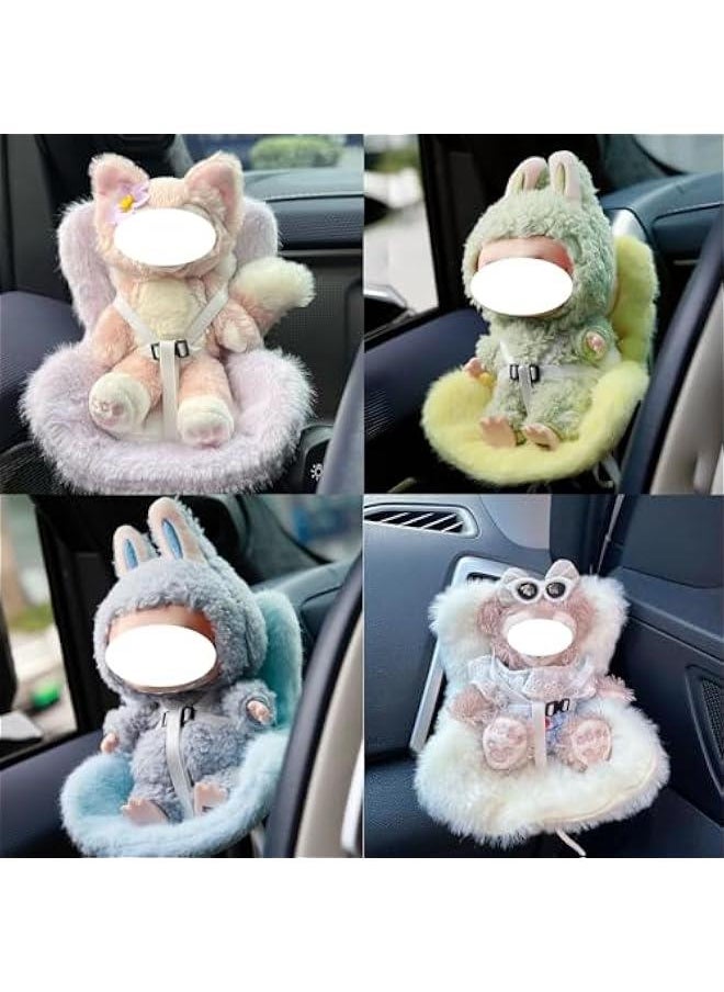Car Seat for Labubu Doll, Cute Functional Car Ornament with Air Vent Clip and Desktop Stand, Carseat Accessories Stuff (Pink)