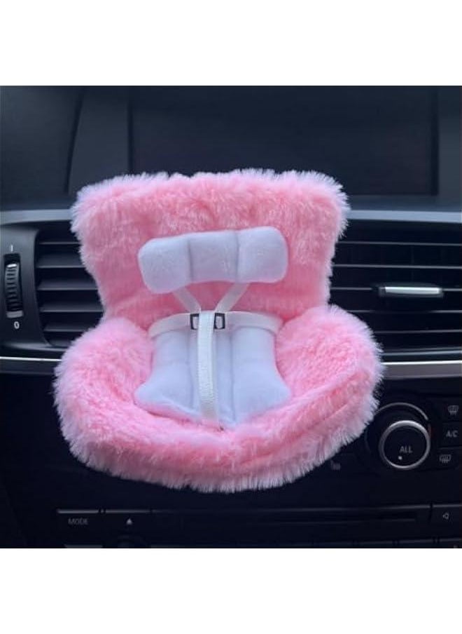 Car Seat for Labubu Doll, Cute Functional Car Ornament with Air Vent Clip and Desktop Stand, Carseat Accessories Stuff (Pink)